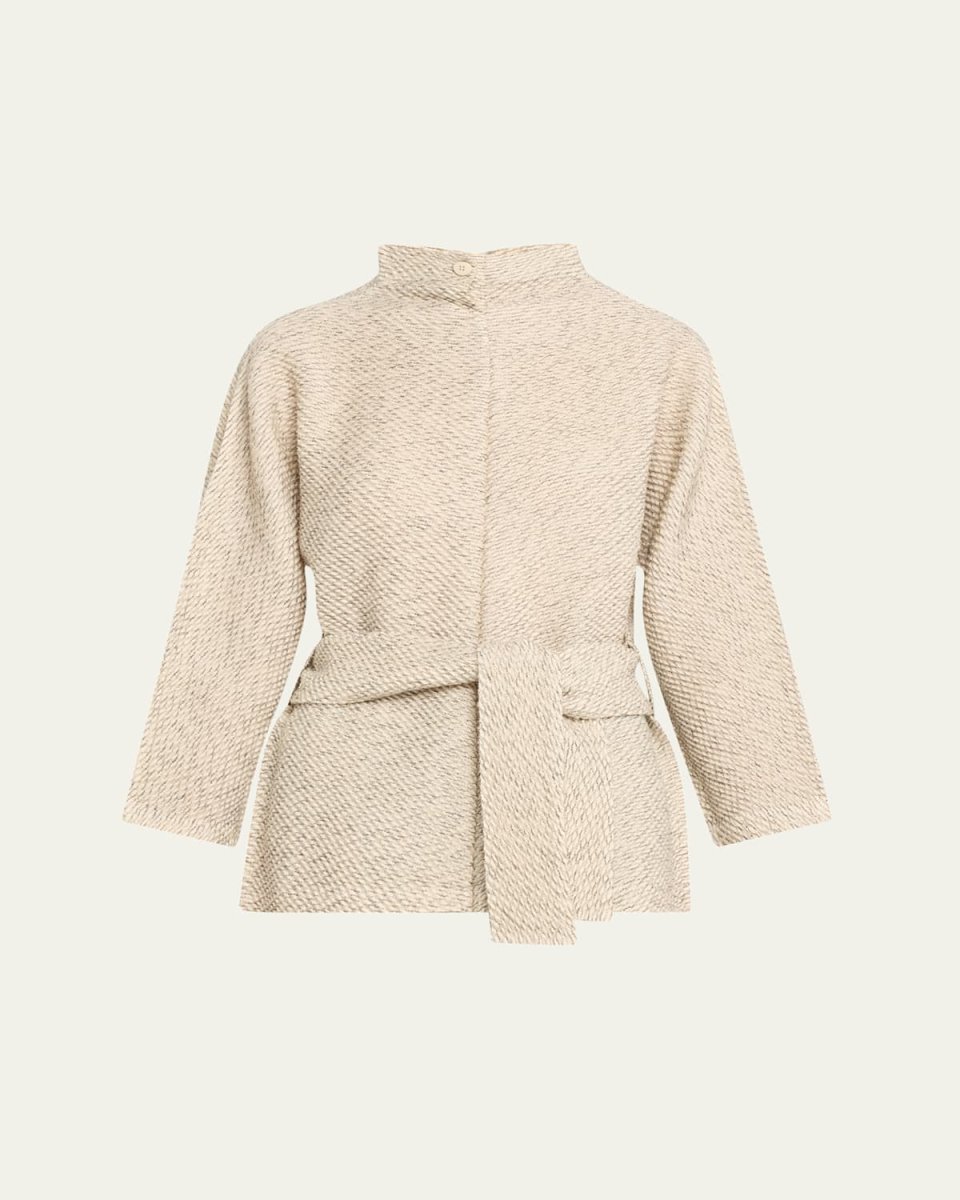 Warm Pleats Self-Tie Wool Tunic